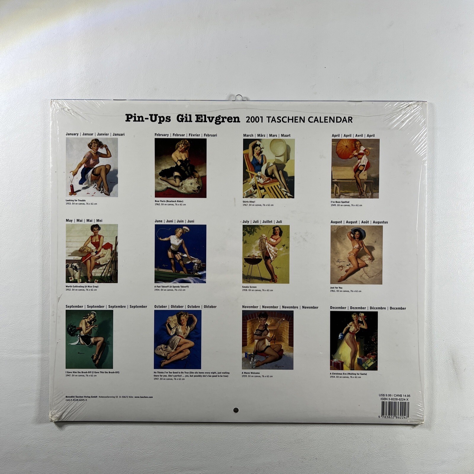Pin-Ups Calendar 2001 Taschen 12 Month Gil Elvgren Pin-Ups (SEALED) - Image 2