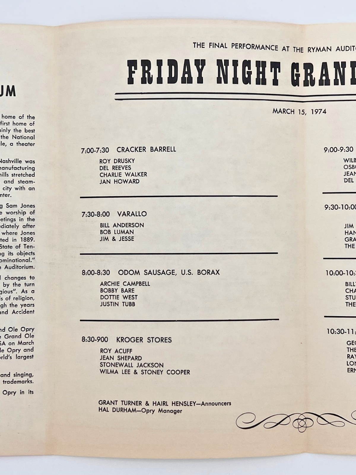Grand Ole Opry The Mother Church of Country Music Souvenir Program 1974 Acuff - Image 5