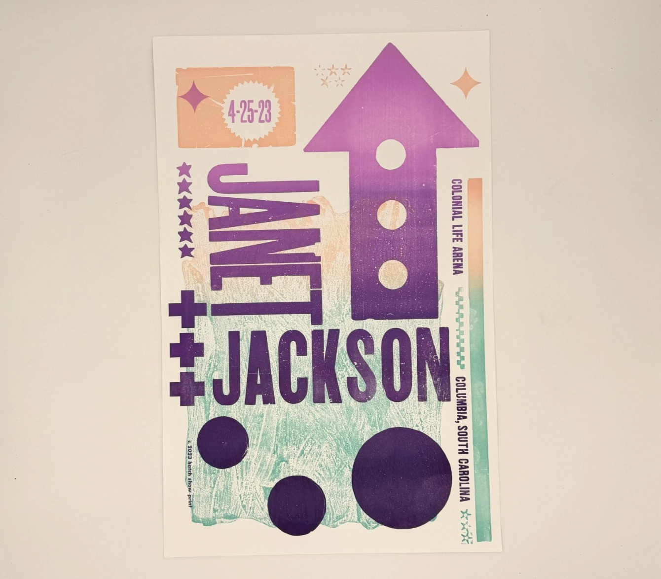 Janet Jackson Hatch Show Print Columbia, SC 4-25-2023 Excellent 15" X 23"
