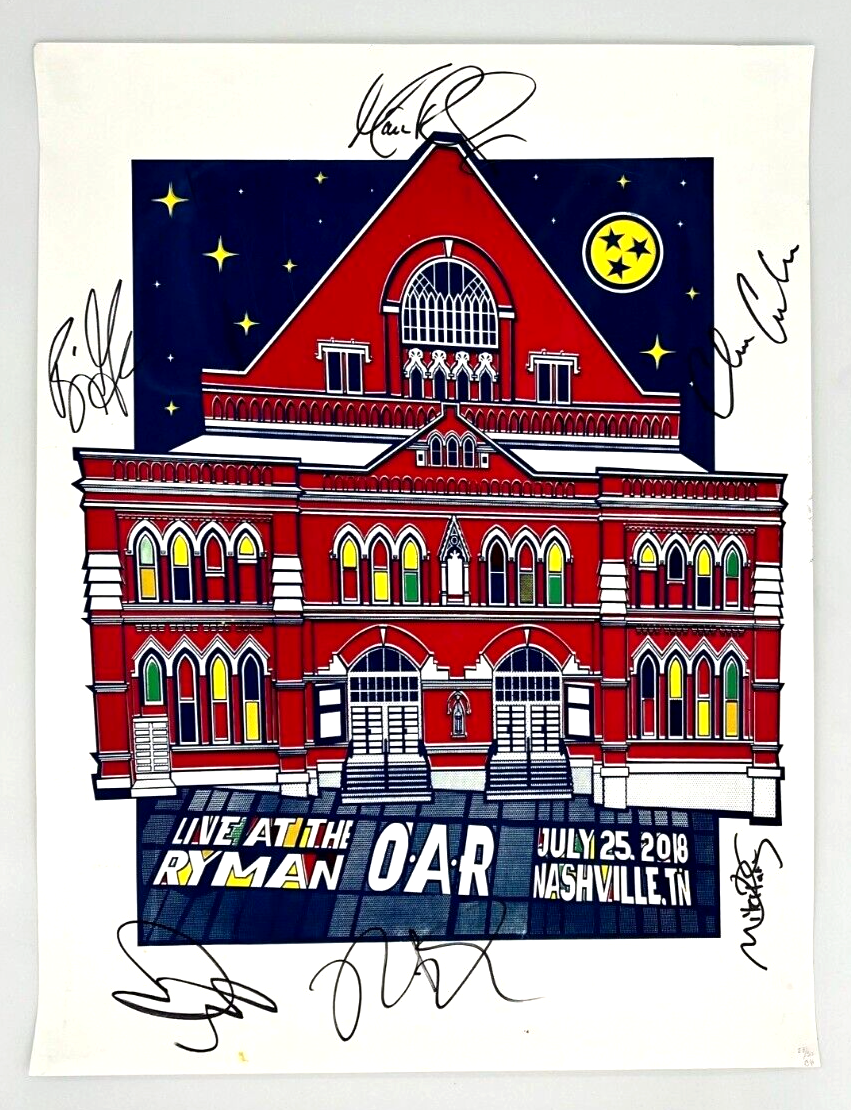 O.A.R. Autographed Numbered Custom Print 2018 Ryman Auditorium Nashville (28/50)