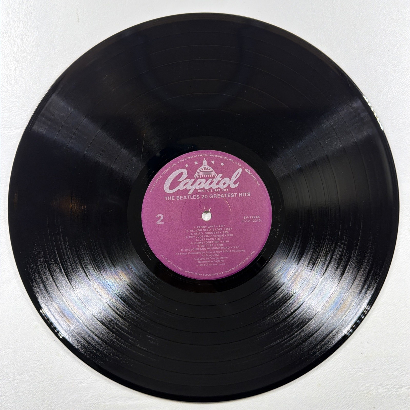 The Beatles - 20 Greatest Hits LP Capitol SV-12245 VG+ 1982 First Cover Hey Jude - Image 5