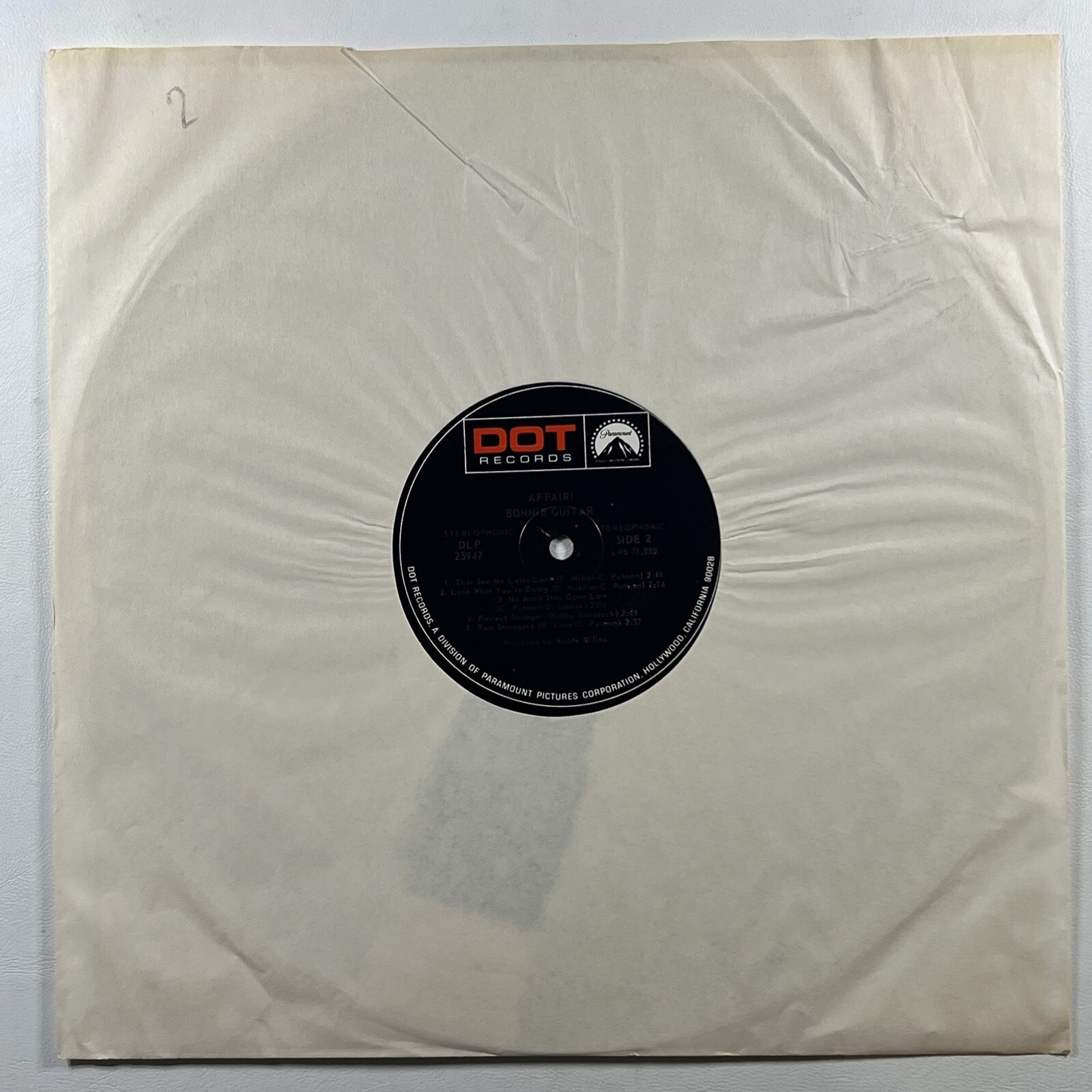Bonnie Guitar “Affair!” LP/Dot Records DLP 25947 (EX) 1969 Shrinkwrap - Image 3