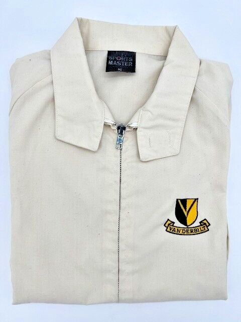 Vintage Vanderbilt Univ. Windbreaker Jacket (Medium) Cream w/Embroidered Logo