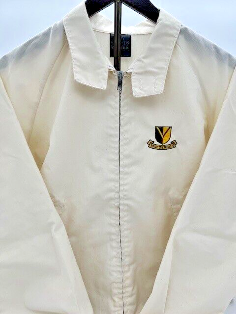 Vintage Vanderbilt Univ. Windbreaker Jacket (Medium) Cream w/Embroidered Logo - Image 2