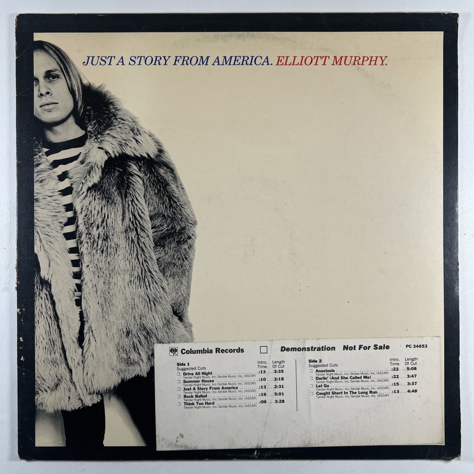 Elliott Murphy “Just A Story From America” LP/Columbia (VG+) White Promo 1977
