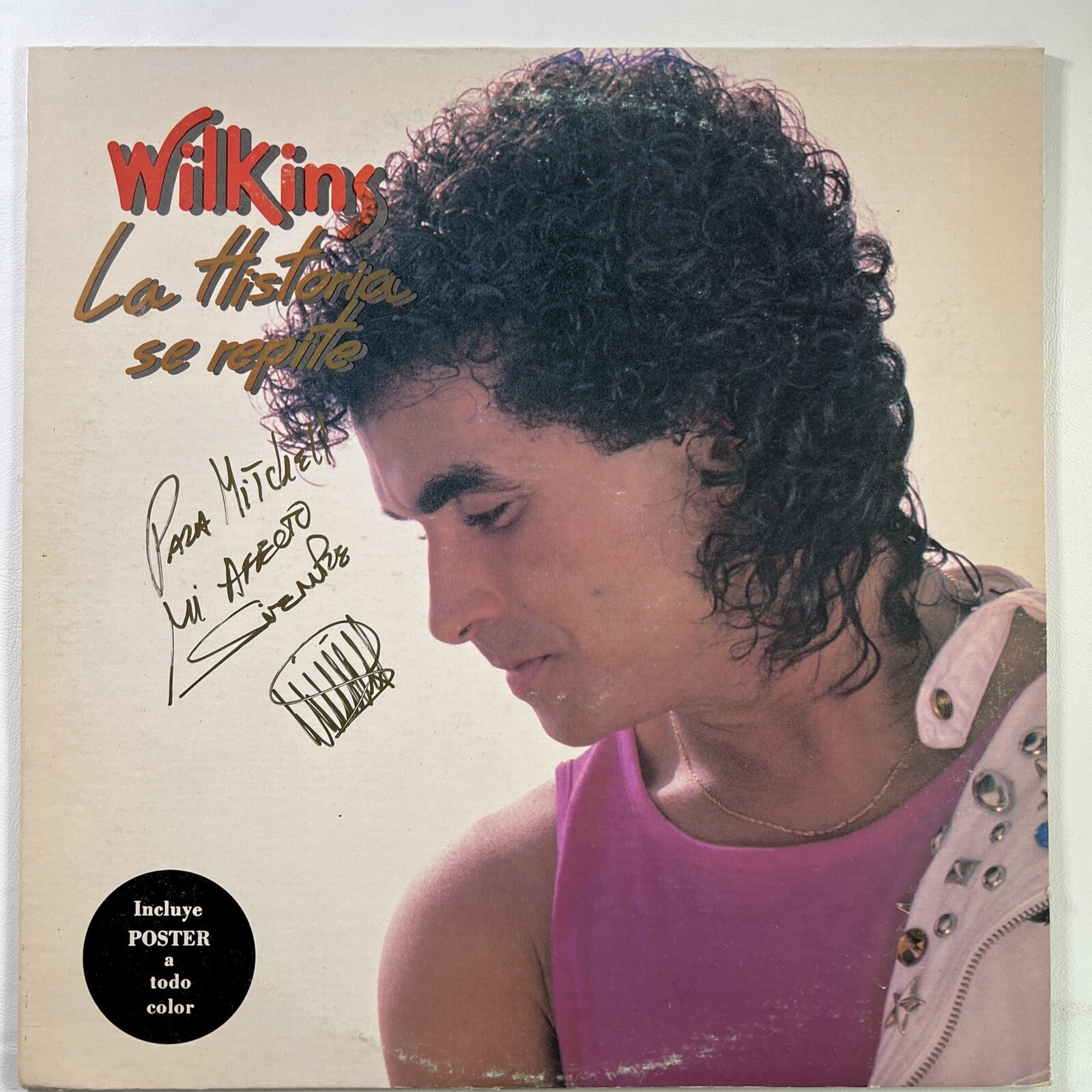 Wilkins “La Historia Se Repite” LP/MASA1984 United Press (EX) Autograph, Poster