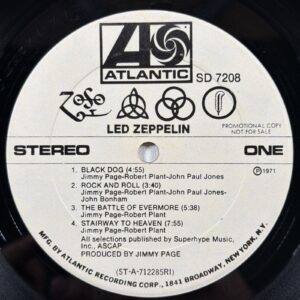 Led Zeppelin - IV LP Atlantic SD-7208 VG 1971 White Label Promo Very Rare