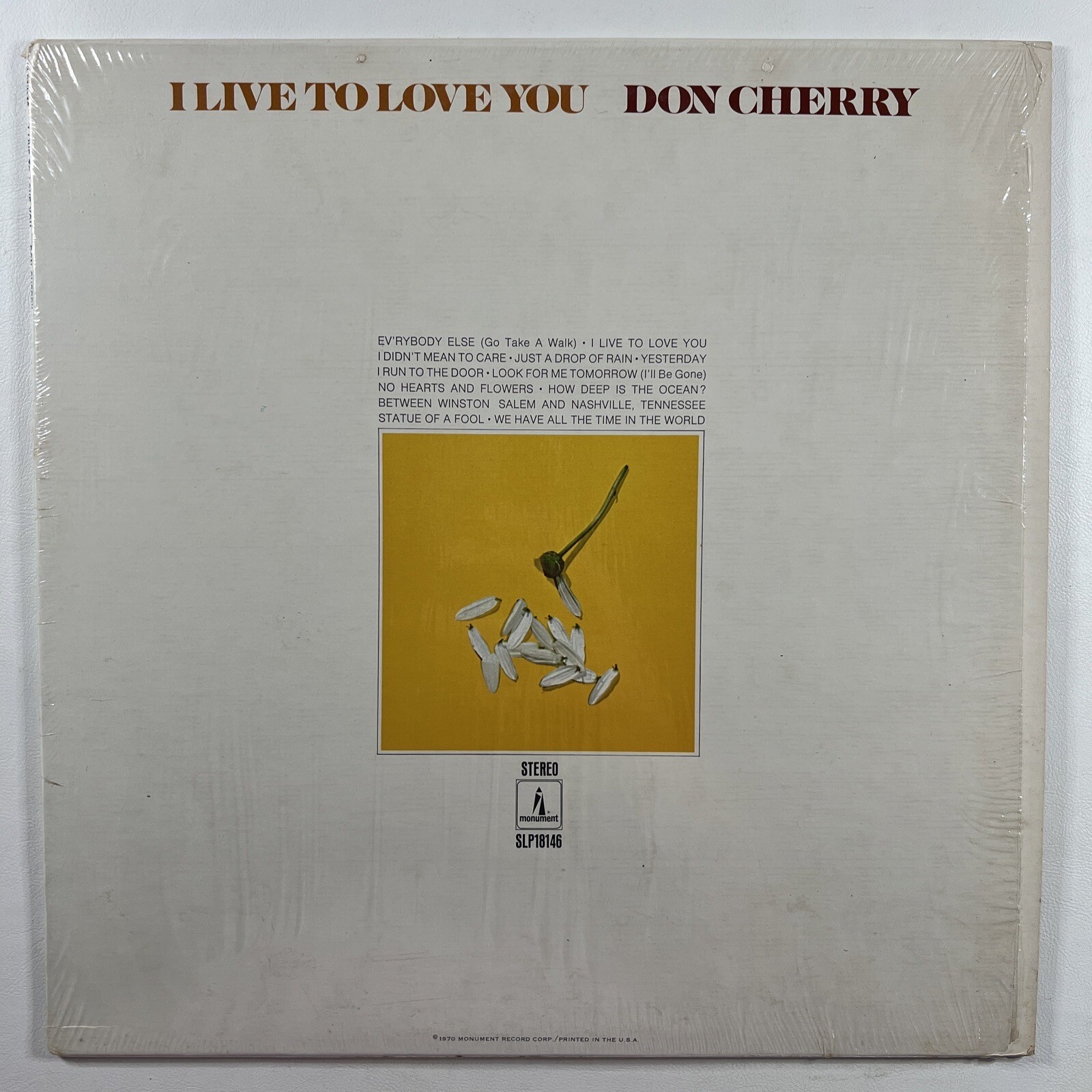 Don Cherry “I Live To Love You” LP/Monument SLP18146 (VG+) Shrinkwrap 1970