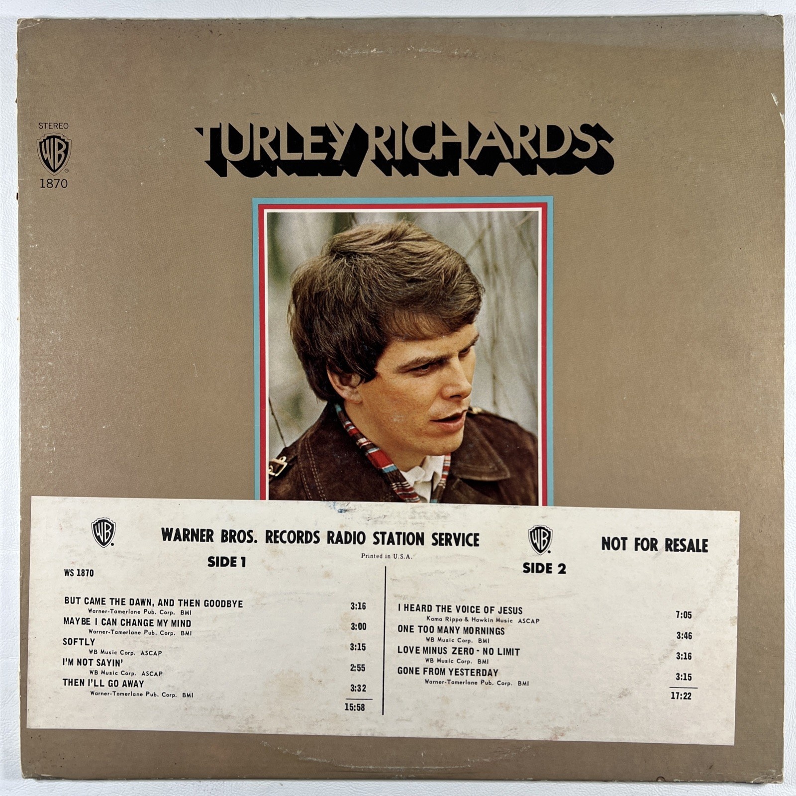 Turley Richards “Self Titled” LP/Warner Bros WS 1870 (EX) White Promo 1970