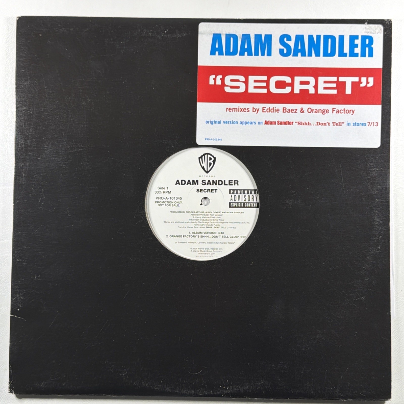 Adam Sandler- Secret 12” Single Warner Bros PRO-A-101345 NM 2004 Promo