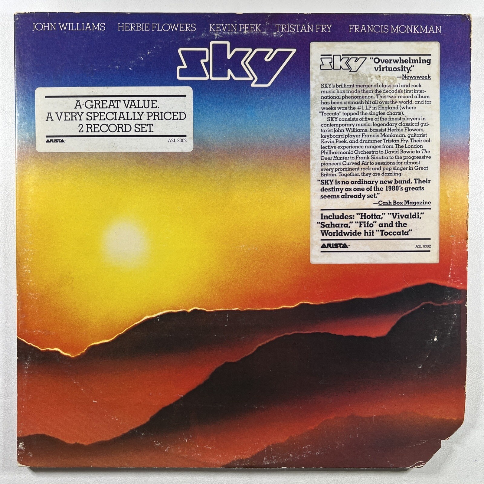 SKY “Self-Titled” 2LP/Arista A2L-8302 (VG+) Promo 1980 Hype Sticker Gatefold