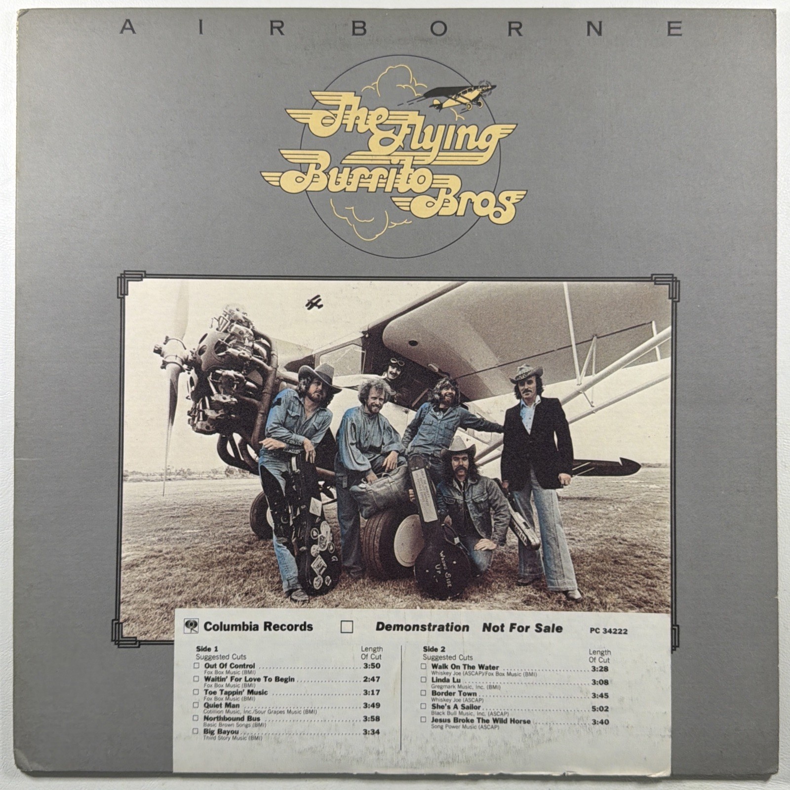 The Flying Burrito Bros - Airborne LP Columbia PC 34222 NM White Promo 1976
