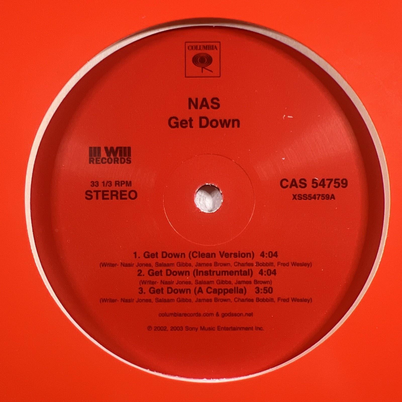 NAS – Get Down Double 12" Single Columbia CAS 54759 EX 2003 Hip Hop