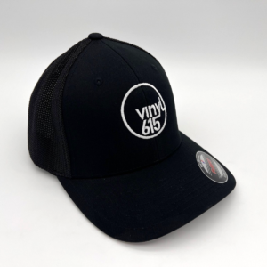 Vinyl615 Trucker Hat - Reclaiming Vintage Vinyl Black w/White Embroidered Logo