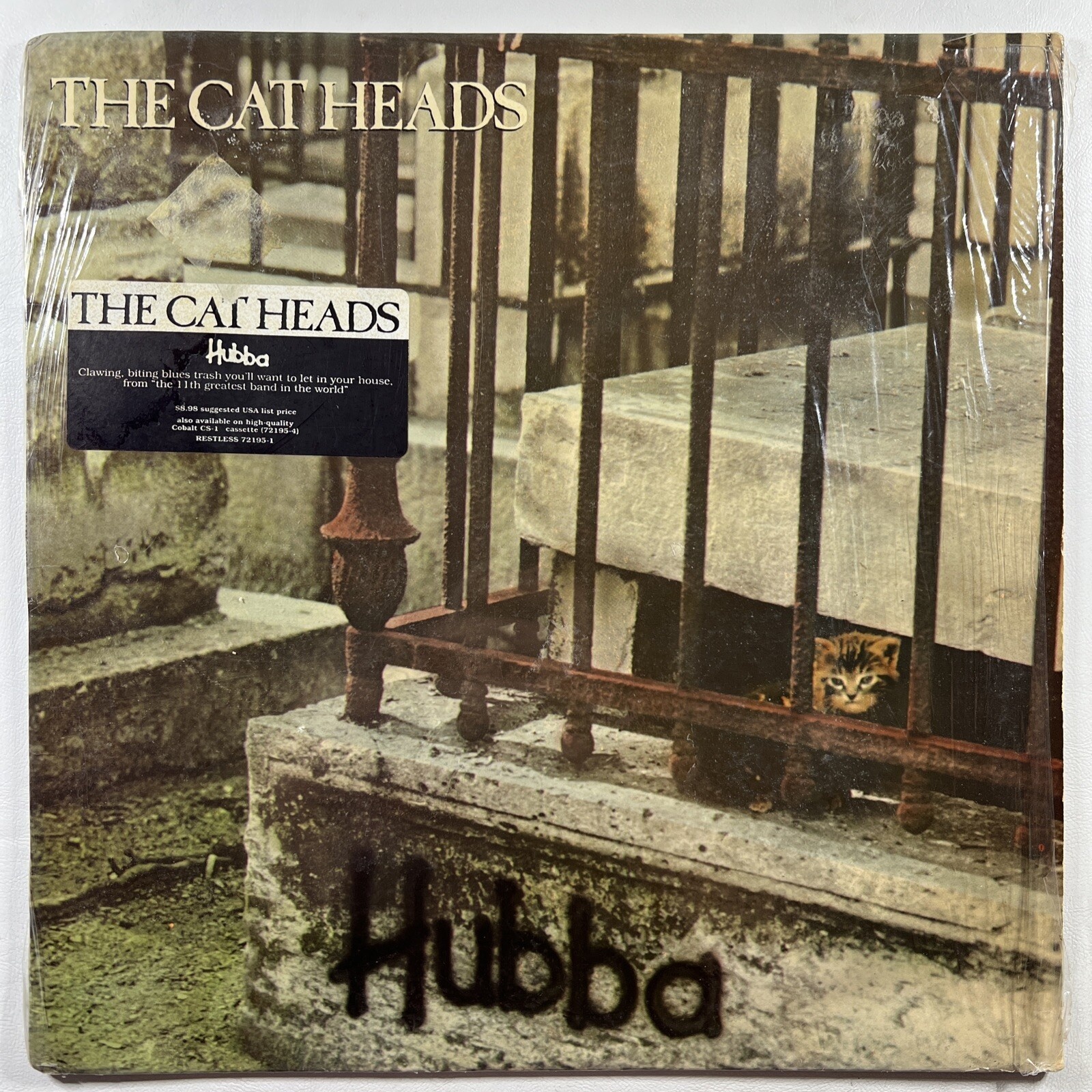 The Cat Heads “Hubba” LP/Restless Records (VG+) 1987 Shrinkwrap Hype Sticker