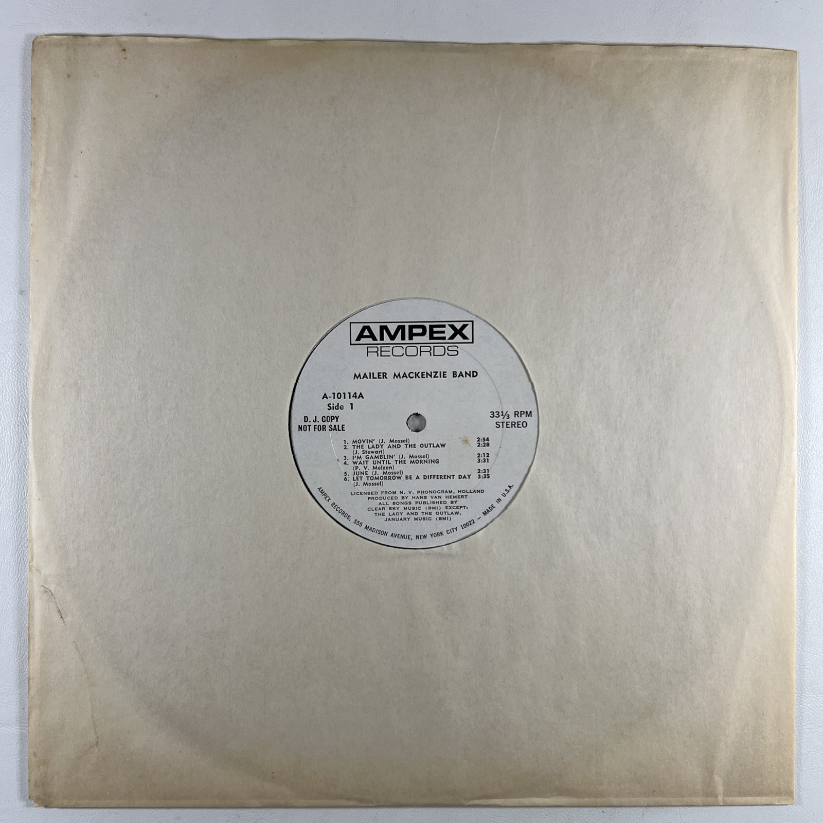 Mailer MacKenzie Band “Self Titled” LP/Ampex A-10114 (EX) White Promo 1970 - Image 3