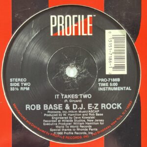 Rob Base & D.J. E-Z Rock - It Takes Two 12” Single Profile PRO-7186 VG+ 1988 Rap