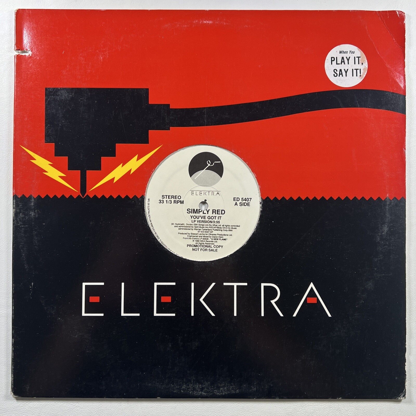 Simply Red ”You've Got It” LP/White Label 12" Promo Elektra ED5407 (NM) 1989