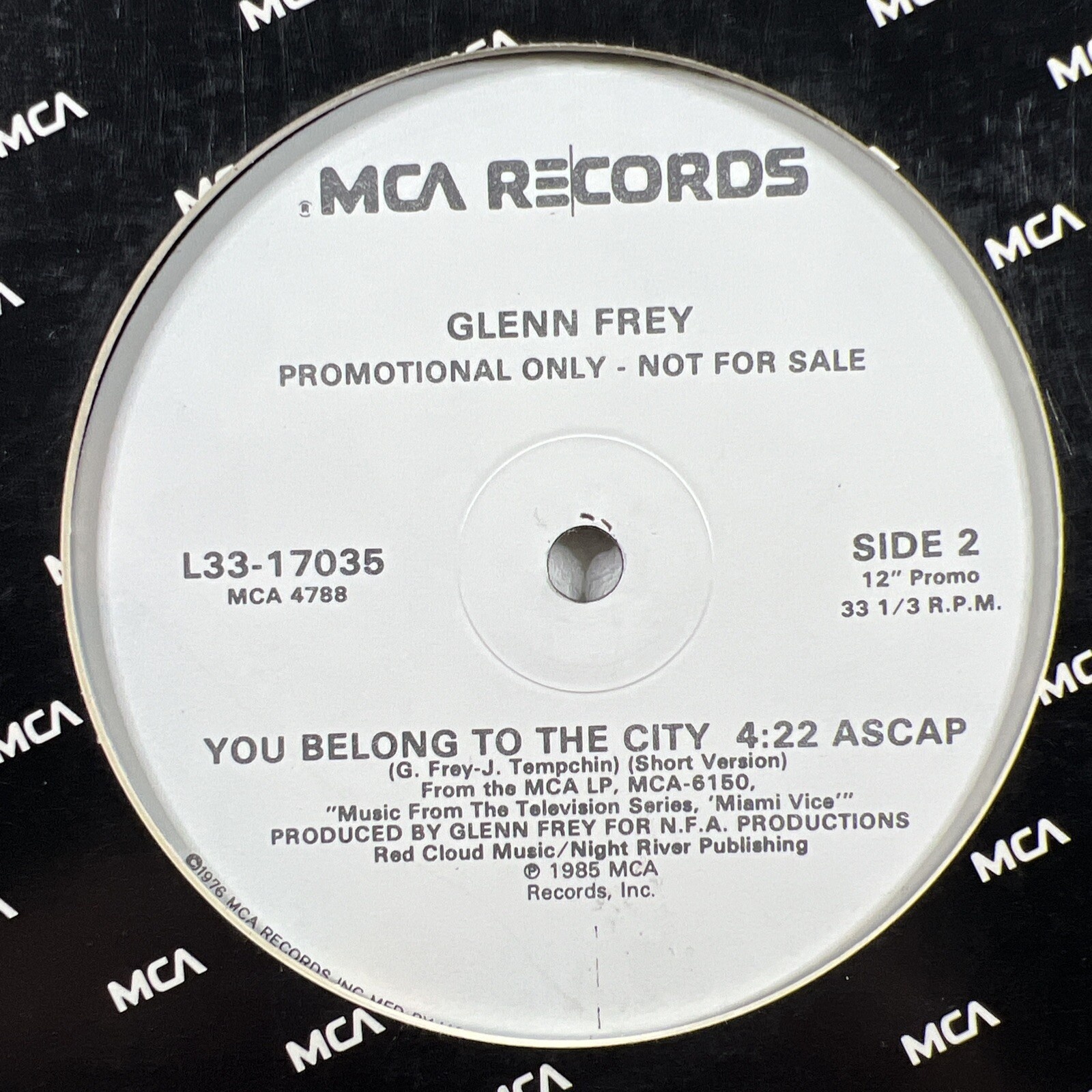 Glenn Frey “You Belong To The City” Single 12”/MCA L33-17035 (EX) White Promo