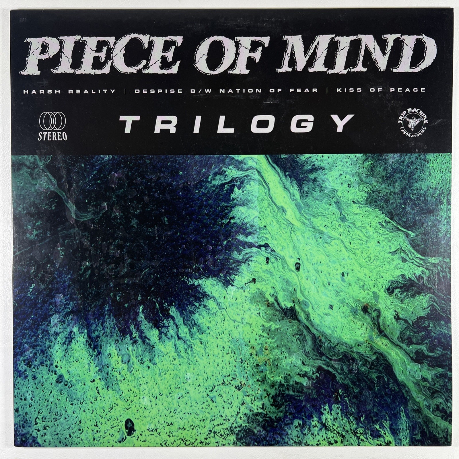 Piece Of Mind “Trilogy” EP/Trip Machine (NM) 2018 Blue Insert Hard Core Rock