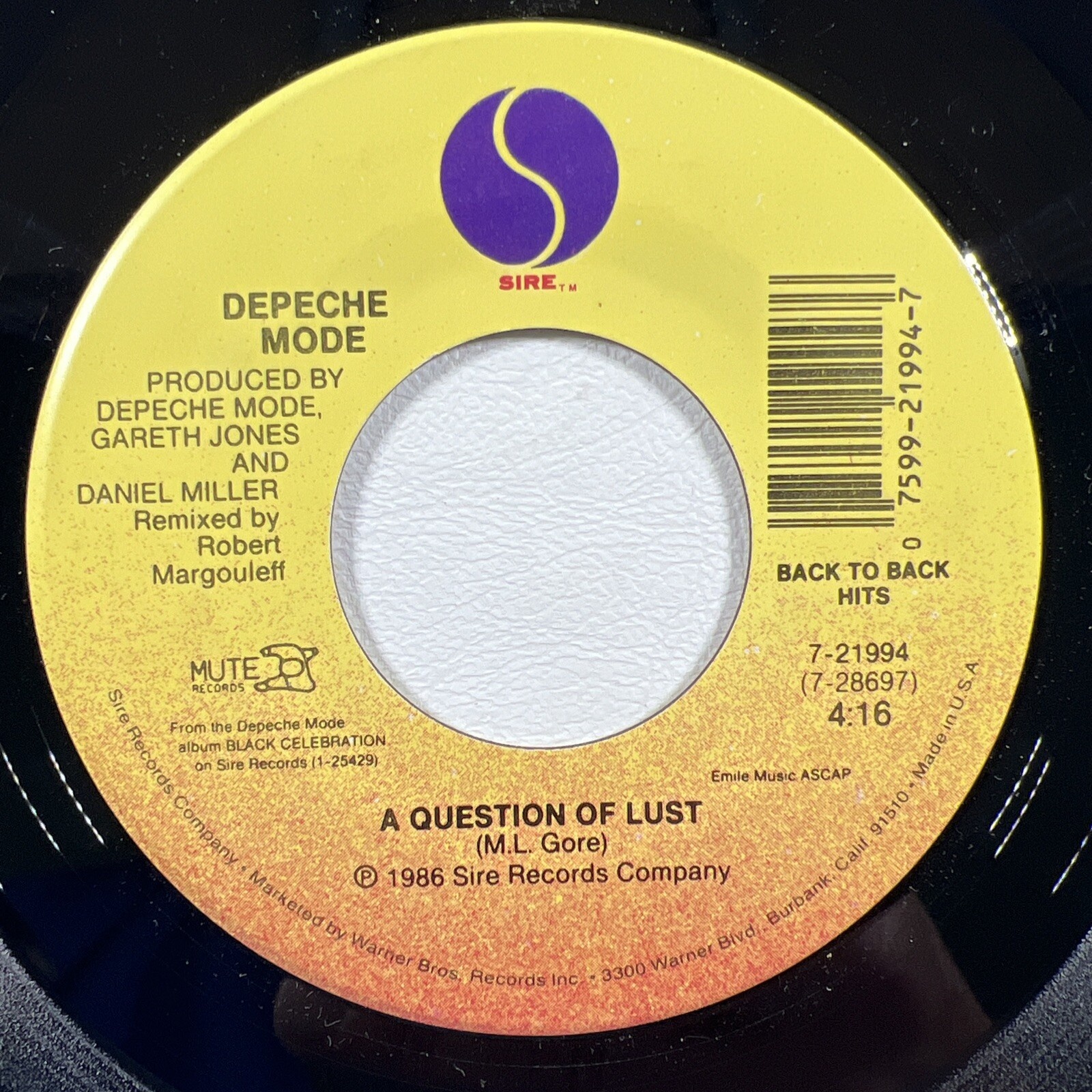 Depeche Mode “A Question Of Lust / People Are People” Single 7”/Sire (EX) 1987