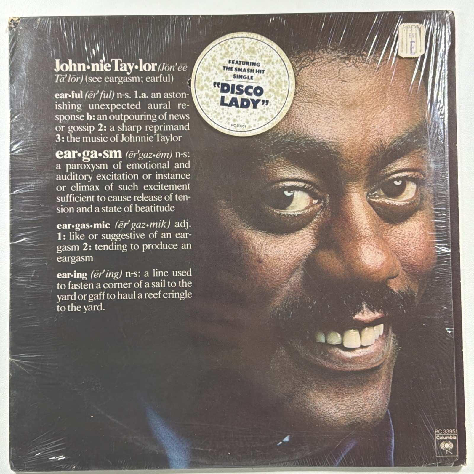 Johnnie Taylor - Eargasm LP Columbia PC 3951 VG+ Soul Funk Shrink Hype 1976