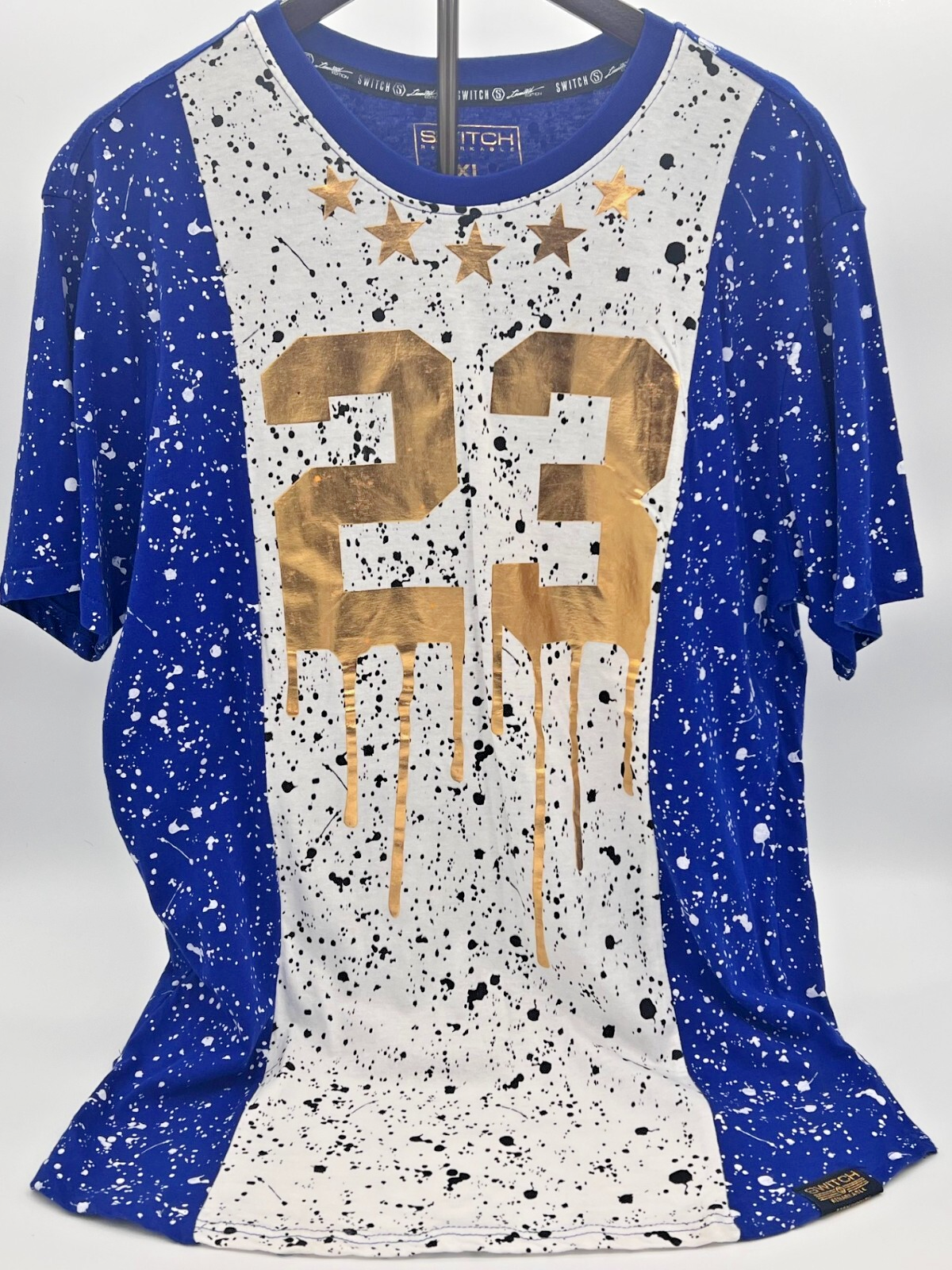 Switch Remarkable Michael Jordan 23 Drip T-shirt (XL) Royal Blue/White/Gold
