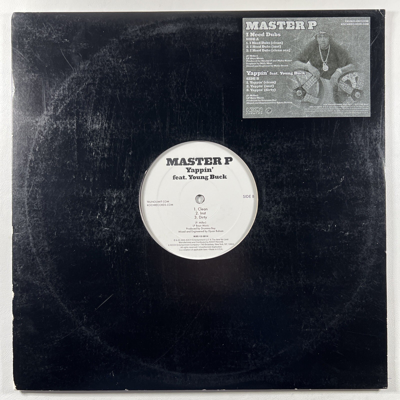 MASTER P w/Young Buck “Yappin’ / I Need Dubs” LP/12” Single Koch (EX) Promo