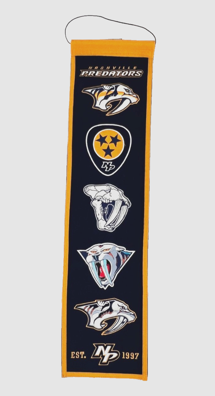 Nashville Predators Evolution 8x32 Inch Vertical Wool Embroidered Hanging Banner