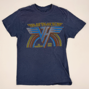 Van Halen 1980 Concert Remake Blue Tee T Shirt Used Size Small