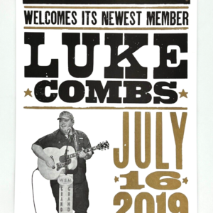 Luke Combs Hatch Show Print Grand Ole Opry 2019 Induction Print (13" X 22.5")