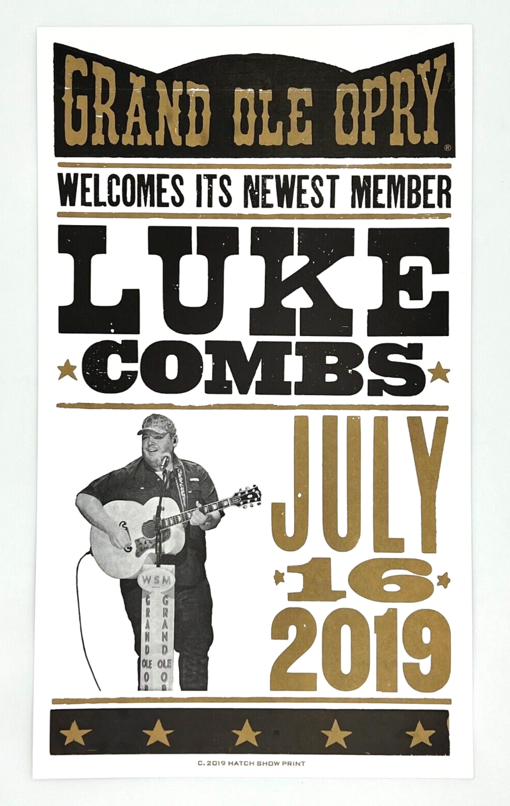 Luke Combs Hatch Show Print Grand Ole Opry 2019 Induction Print (13" X 22.5")