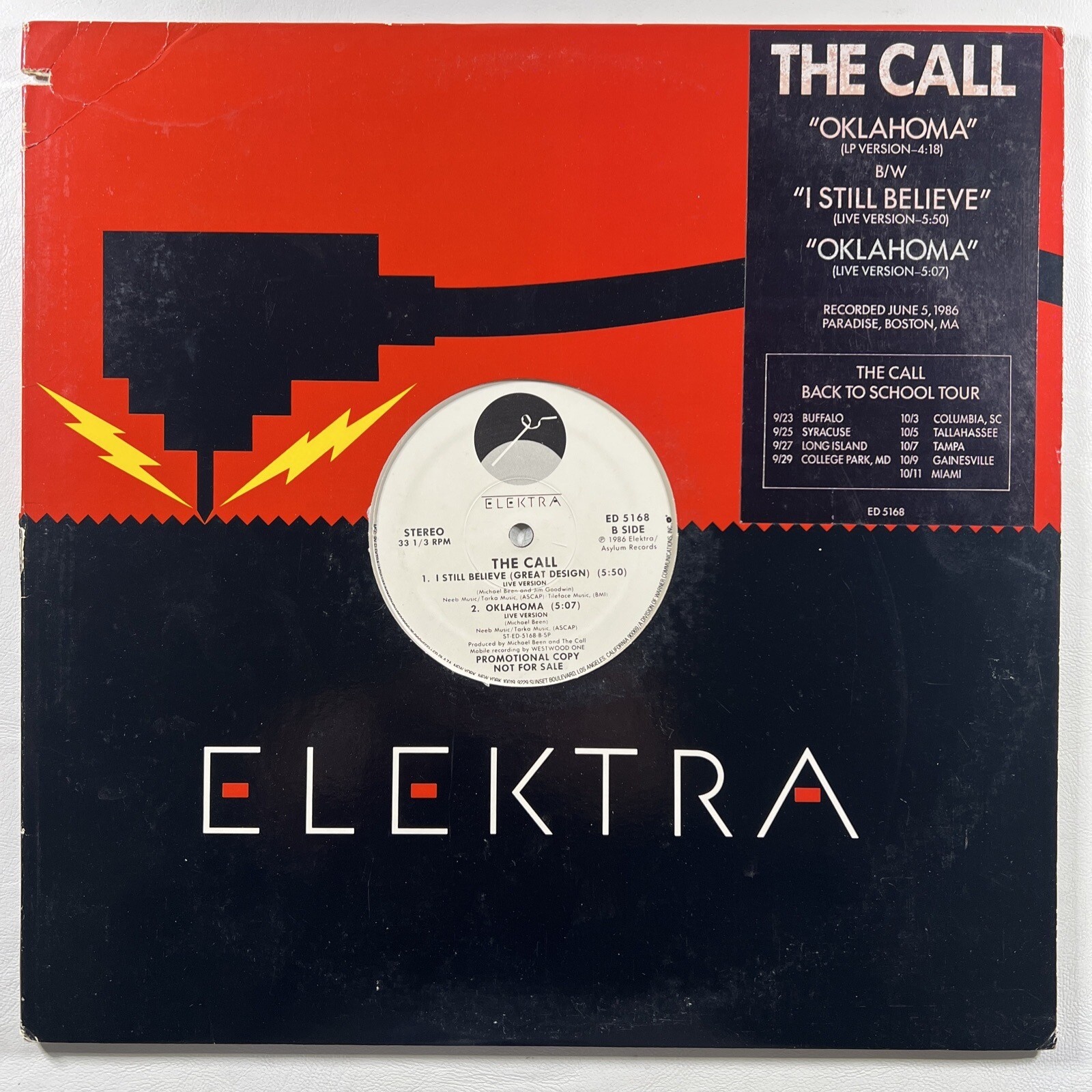 The Call “Oklahoma” LP/12" Single ELEKTRA ED5168 (EX) White Label Promo Inserts