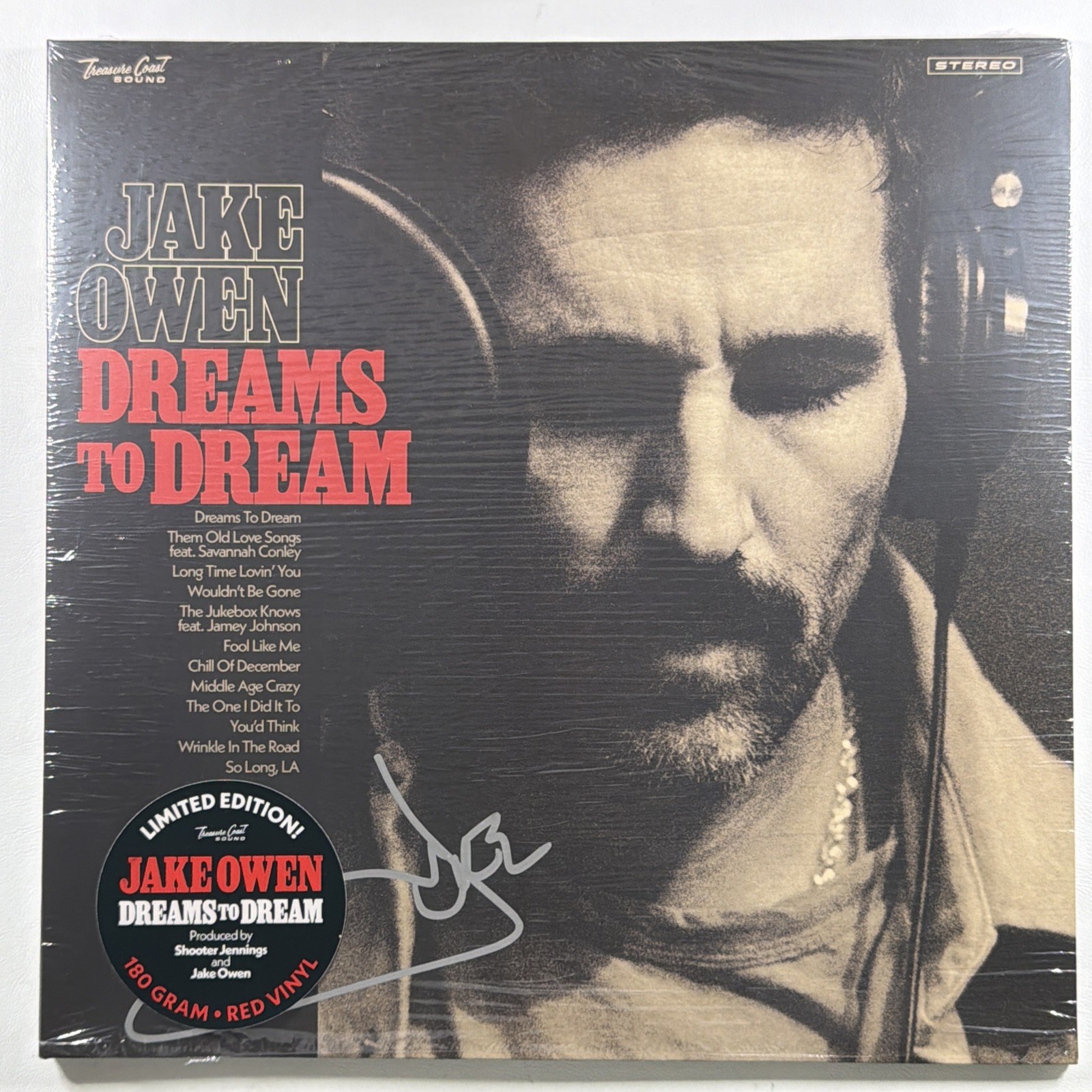 Jake Owen - Dreams to Dream LP Treasure Coast M Ltd Ed Red Autographed 180g Gate