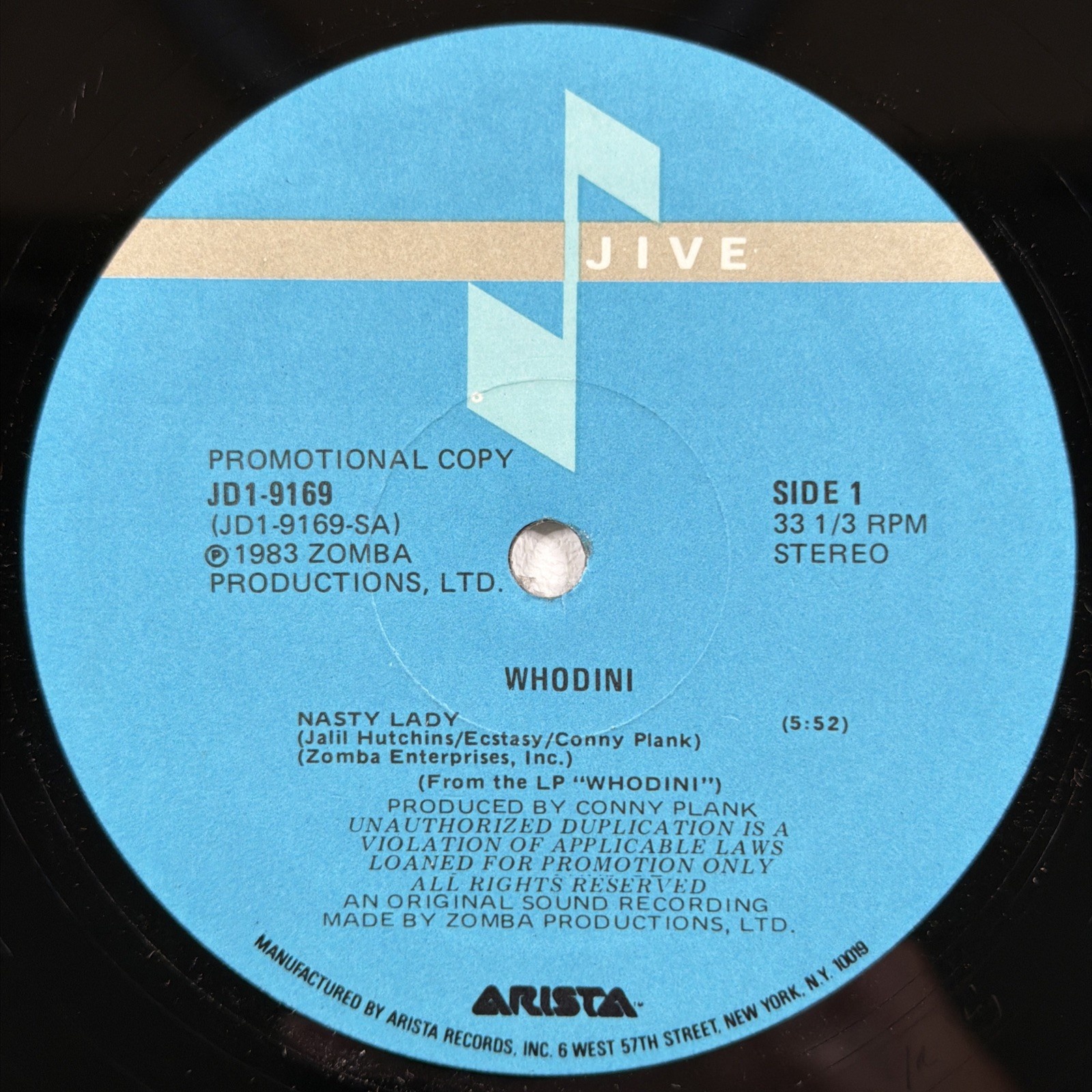 Whodini - Nasty Lady 12” Single Jive JD-1-9169 NM Promo 1987 Hip-Hop