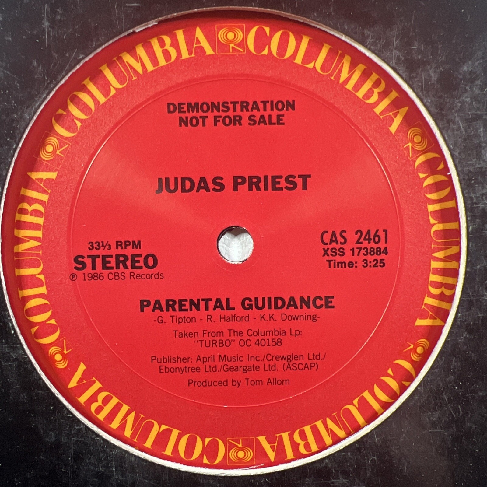 Judas Priest “Parental Guidance” Single 12”/Columbia CAS 2461 (EX) Promo 1986