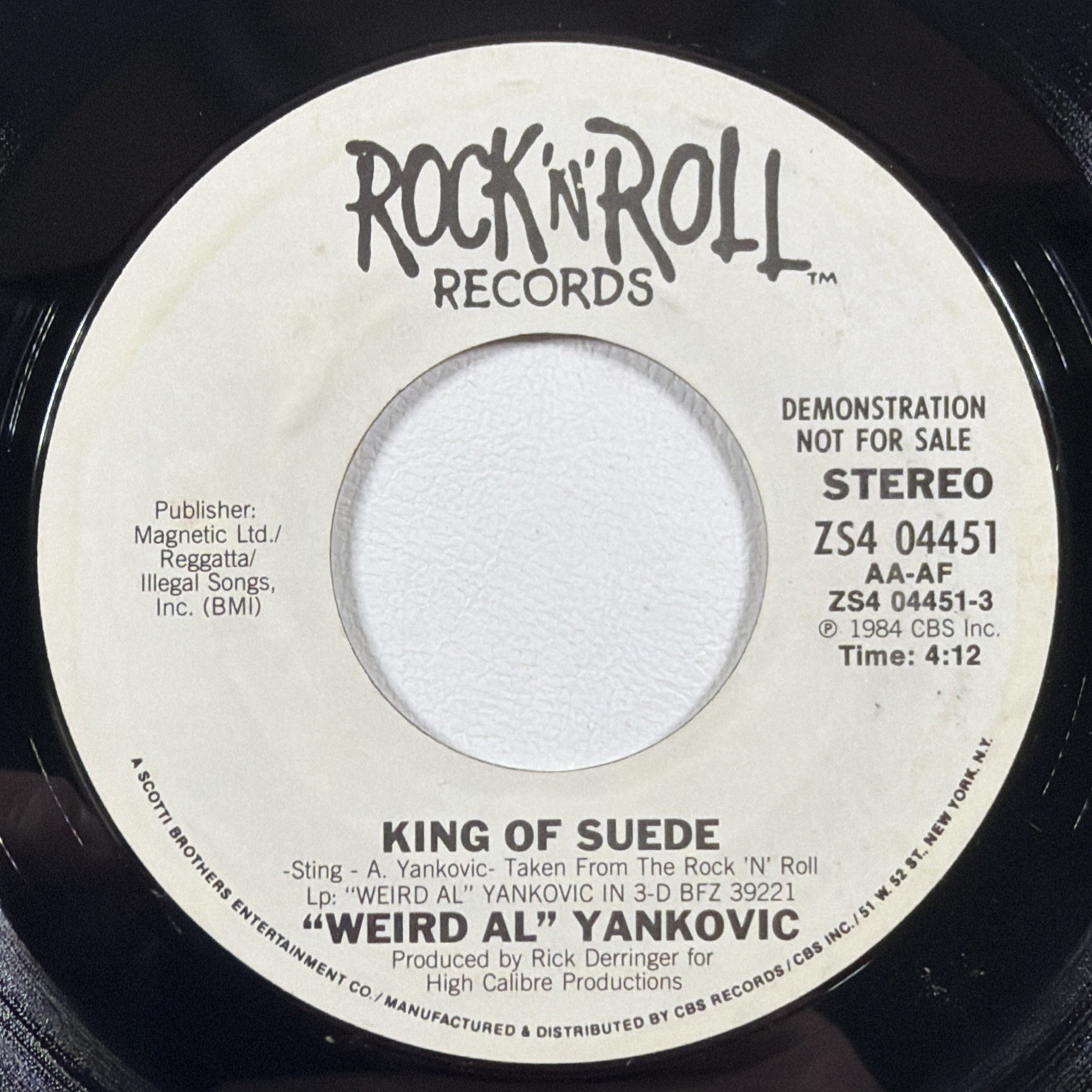 Weird Al Yankovic - King Of Suede 7” Single Rock ‘n’ Roll Records NM Promo 1984
