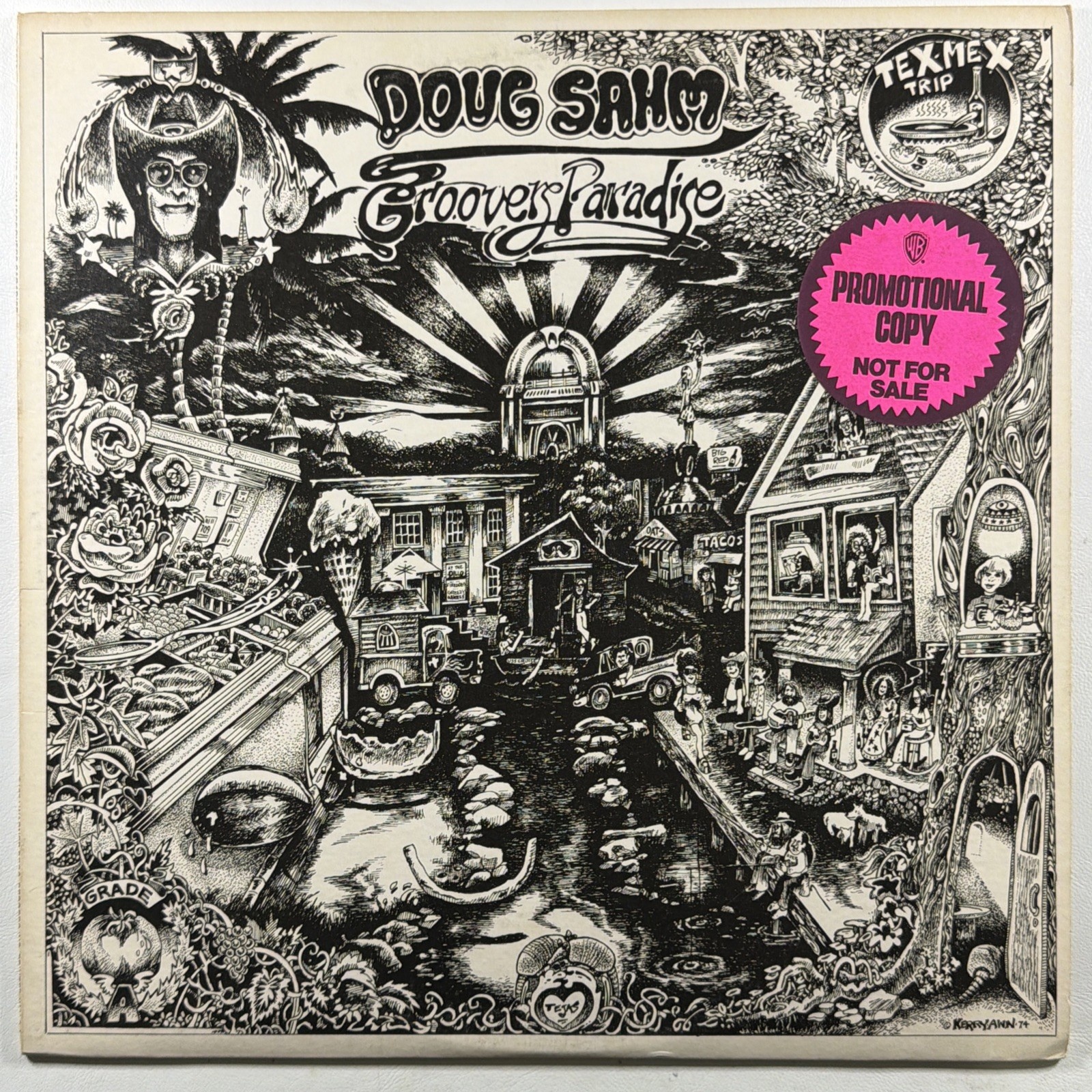 Doug Sahm - Groover's Paradise LP Warner Bros BS 2810 PROMO 1974 Texas Blues