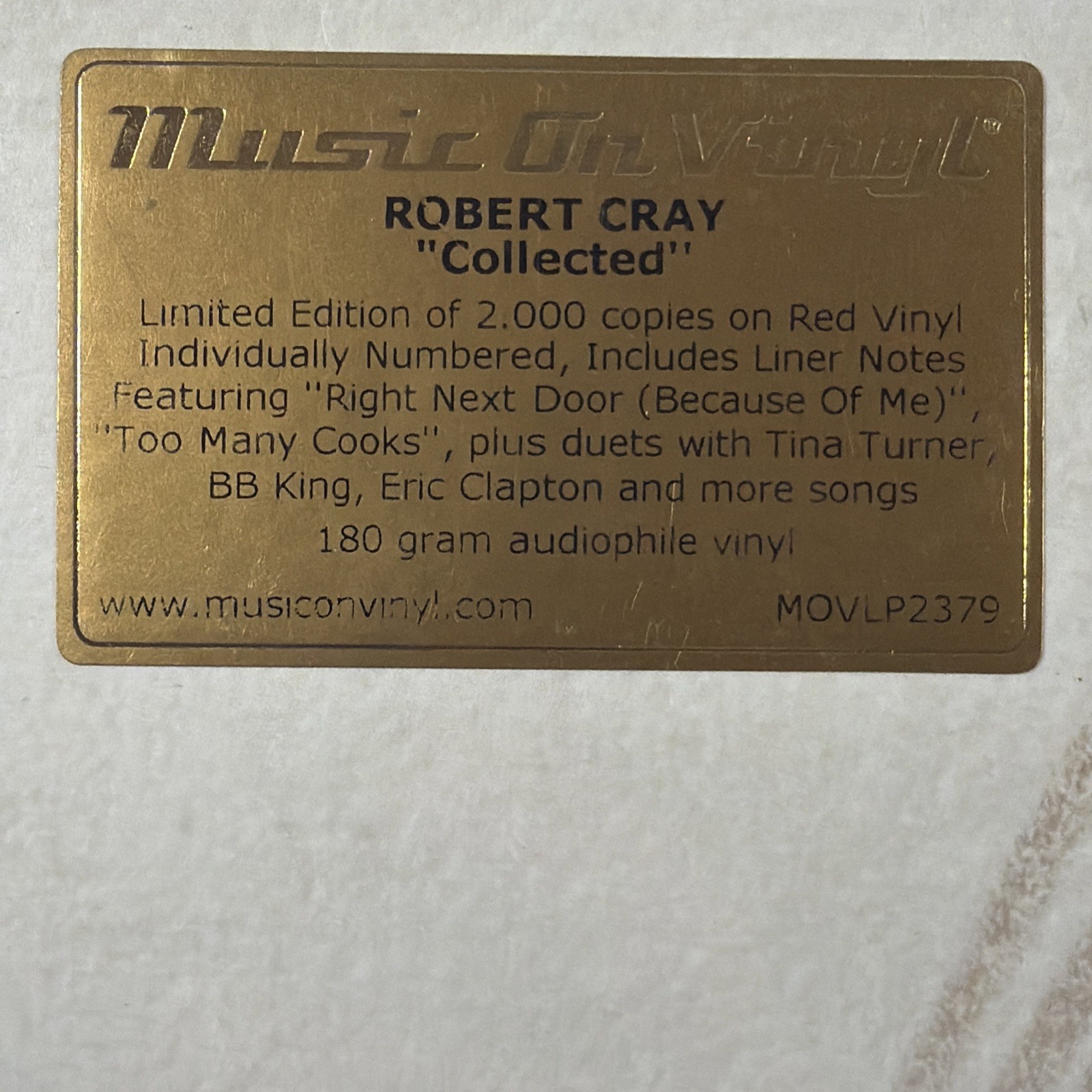 Robert Cray – Collected 2LP MOVLP2379 Ltd Ed 505/2K Red 180g Insert Gate 2020 - Image 2