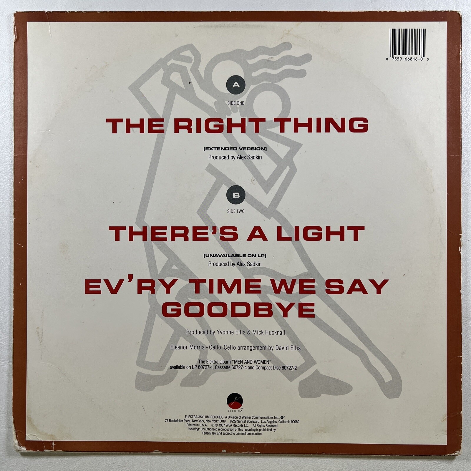 Simply Red - The Right Thing Maxi Single 12” Elektra EX 1987 - Image 2
