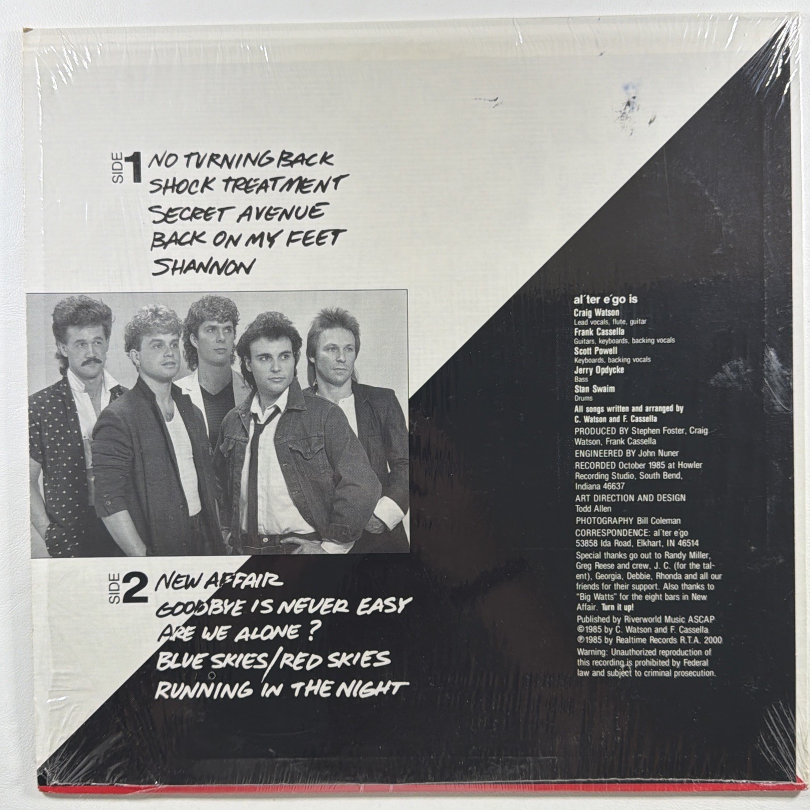 Al'ter E'go Self Titled LP Realtime Records RTA 2000 NM 1985 Shrinkwrap New Wave - Image 2