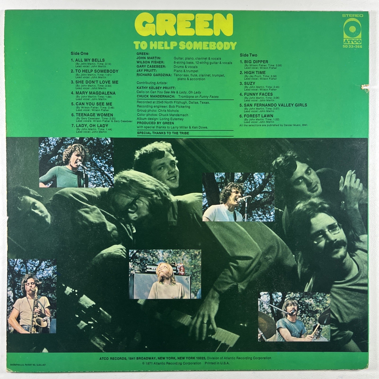 Green - To Help Somebody LP Atco SD 33-366 EX 1971 Rock Psychedelic - Image 2