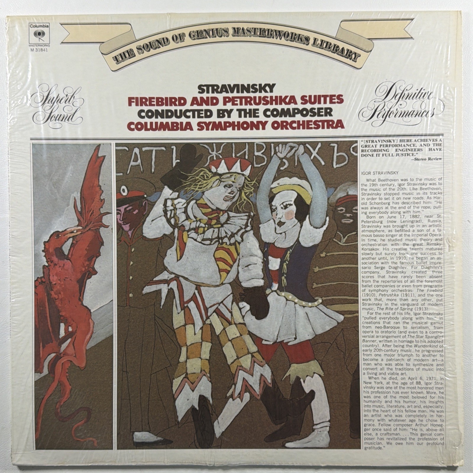 Stravinsky – Firebird & Petrushka Suites LP Columbia Masterworks EX 1973 Shrink
