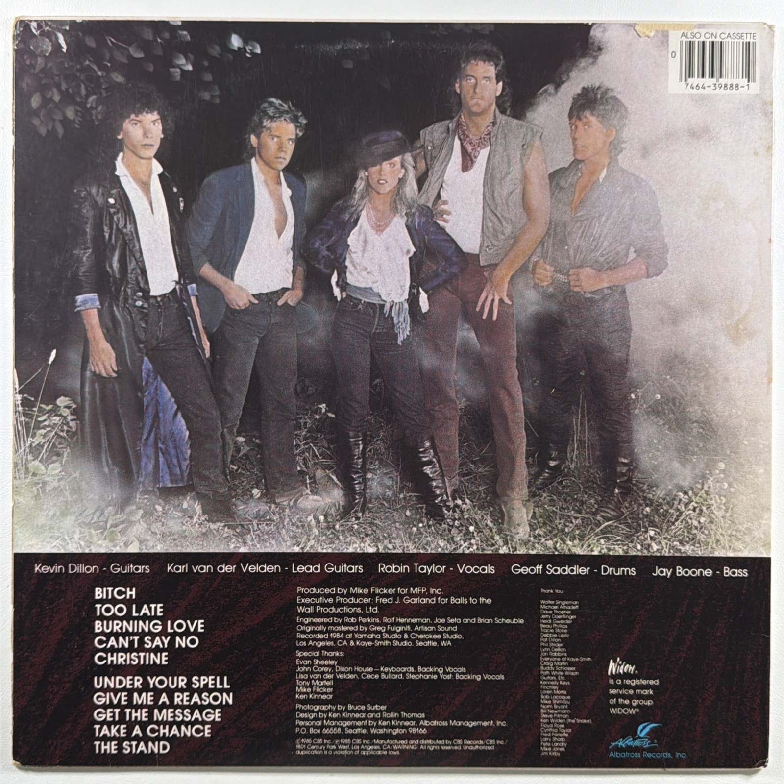 Widow - Gone Too Far LP CBS BFZ 39888 VG+ 1985 Hard Rock - Image 2