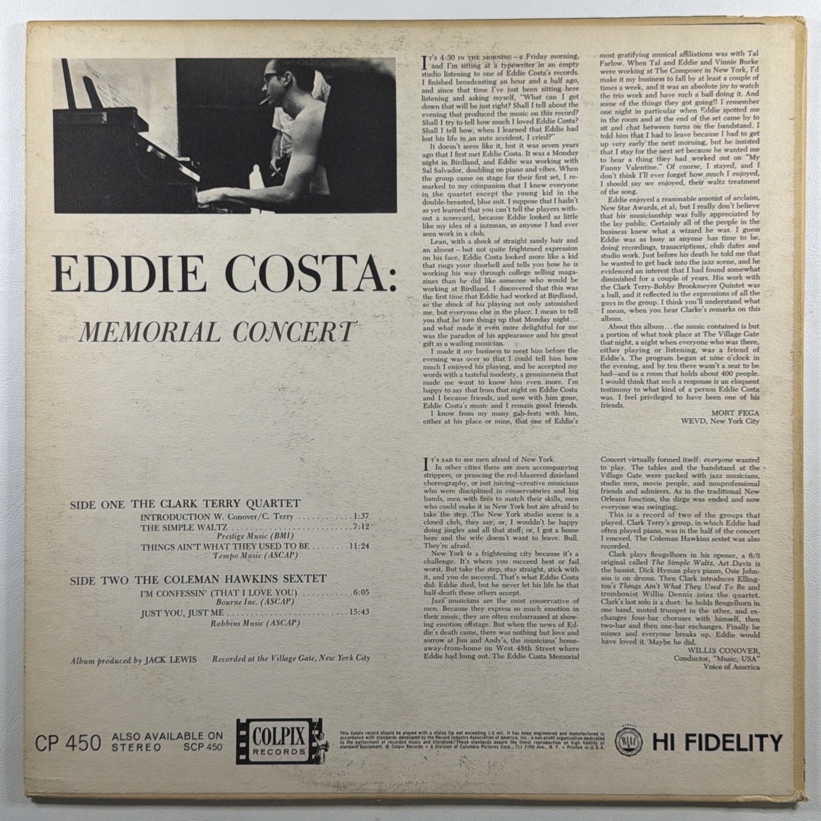 Clark Terry/Coleman Hawkins - Eddie Costa: Memorial Concert LP Colpix NM Mono 63 - Image 2