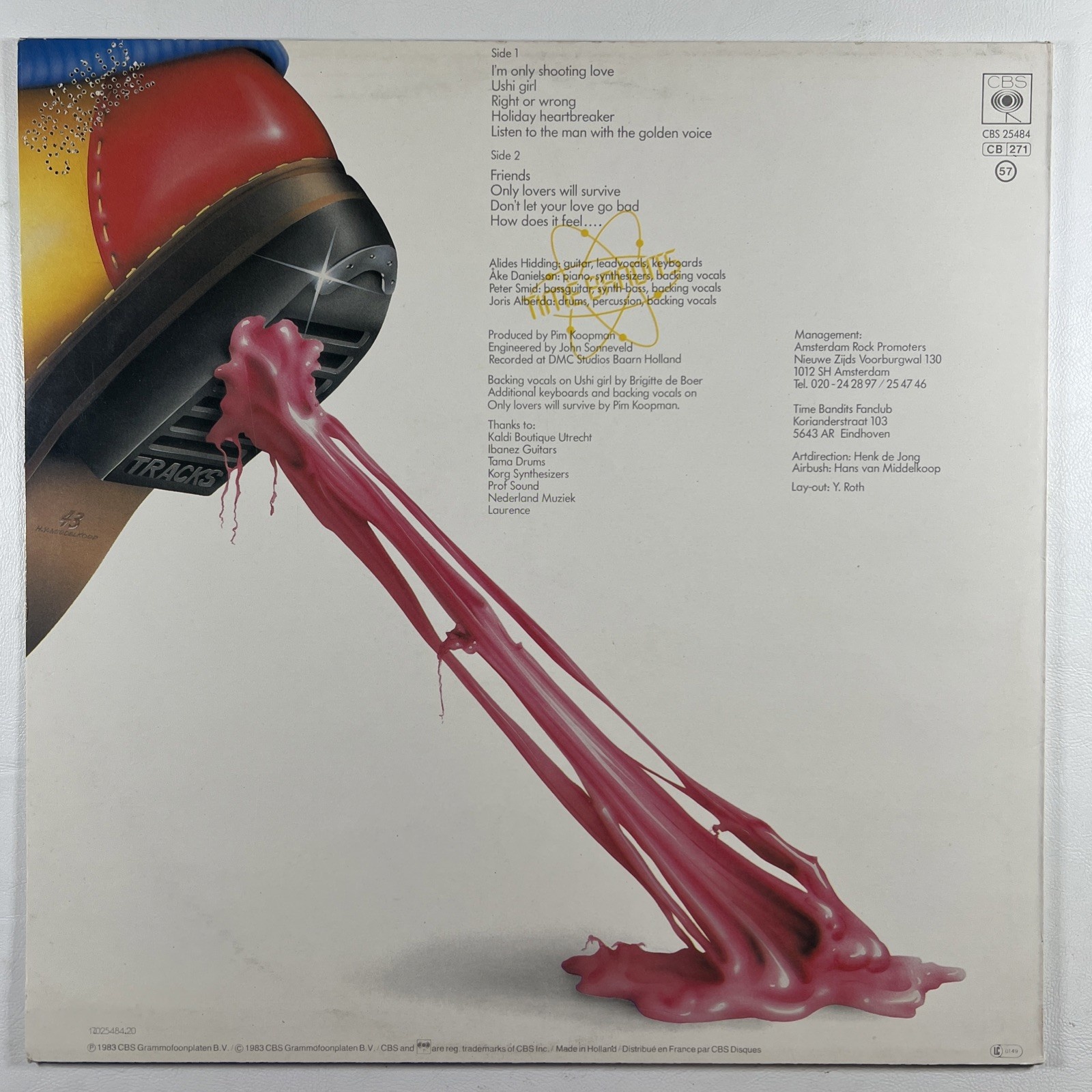Time Bandits - Tracks LP CBS 25484 NM 1983 Netherlands Hype Sticker Synth-Pop - Image 2
