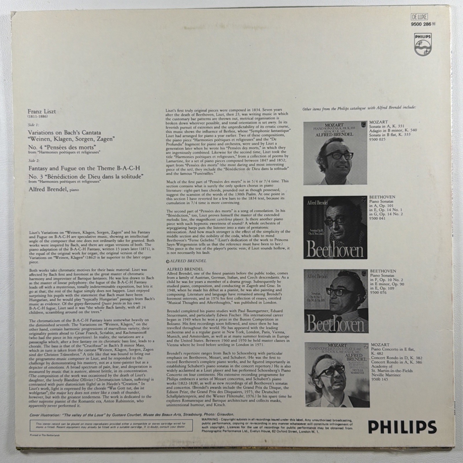 Franz Liszt Alfred Brendel - Variations On Weinen, Klagen … LP Philips NM Europe - Image 2