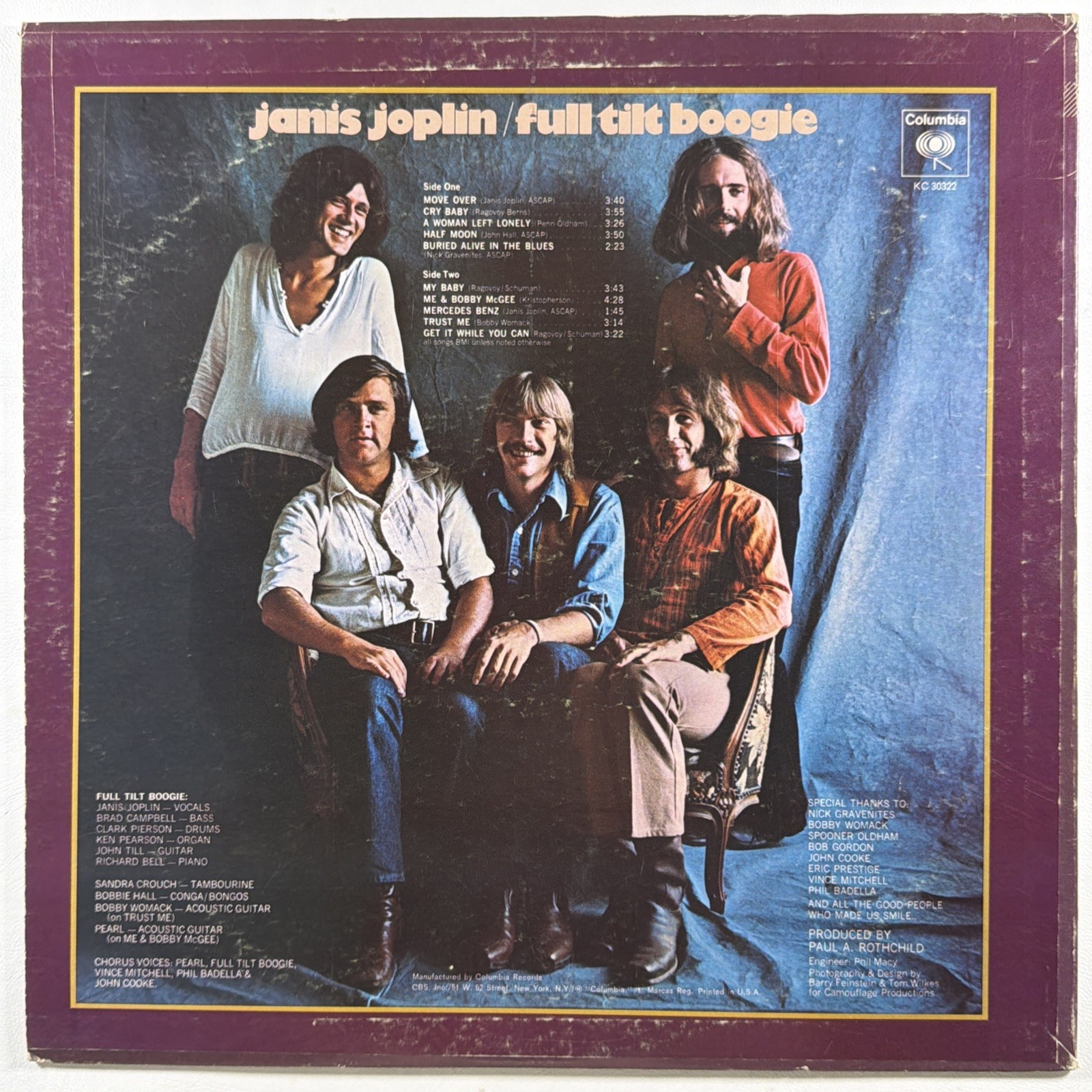 Janis Joplin - Pearl LP Columbia KC-30322 EX 1971 Me & Bobby McGee Mercedes Benz - Image 2