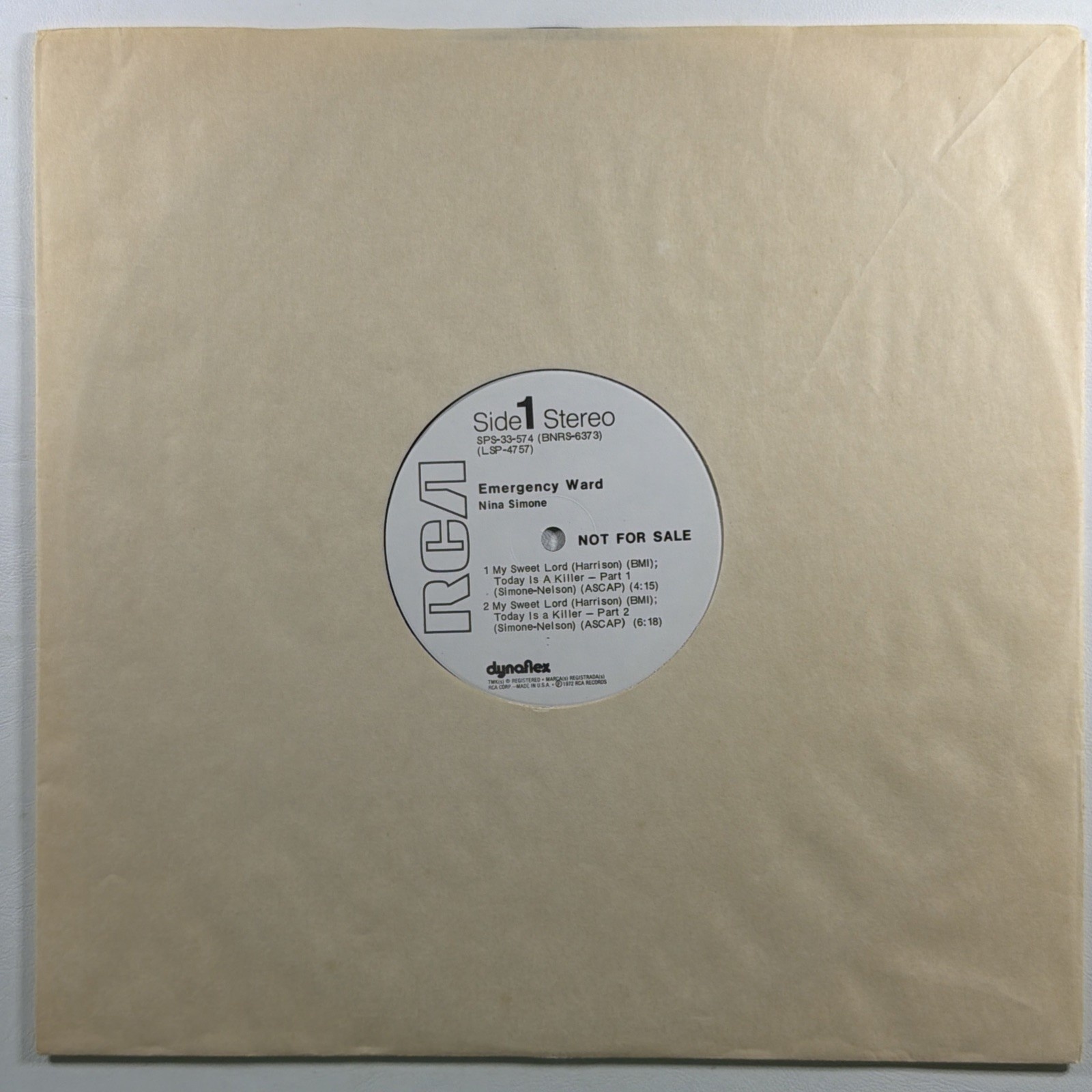 Nina Simone - Emergency Ward LP RCA Victor SPS 33 574 White Promo 1972 Jazz - Image 3
