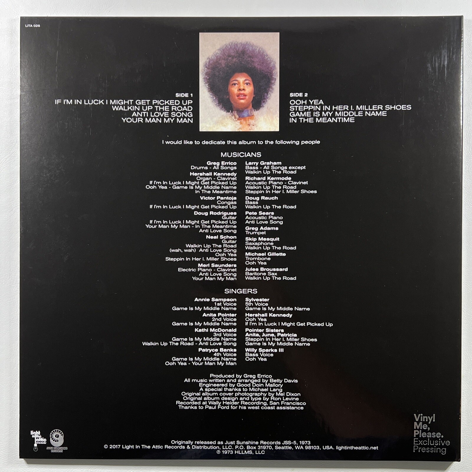 BETTY DAVIS - Self Titled LP Vinyl Me 180g SILVER/BLUE NM Art Print Insert - Image 2